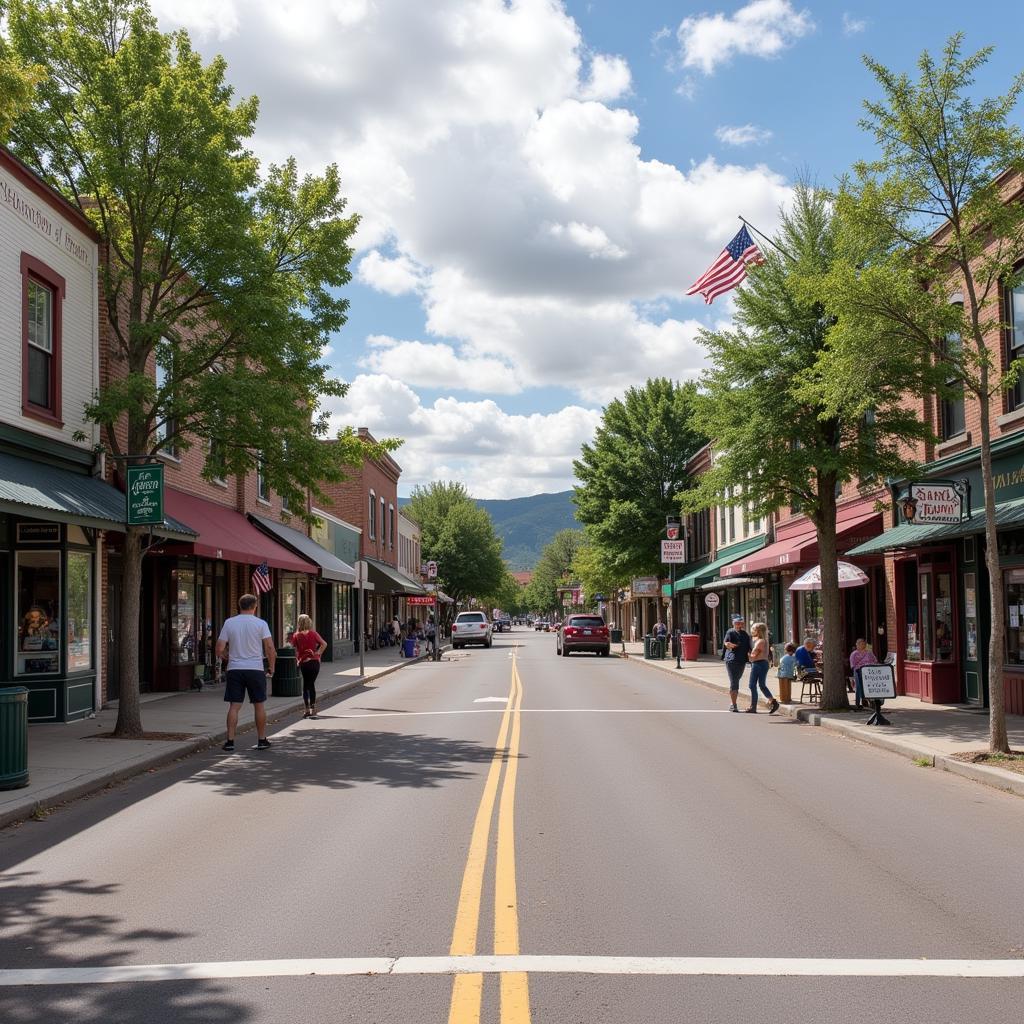 A View of a Town Scene in Garfield County, Colorado Showing Local Businesses and Residents