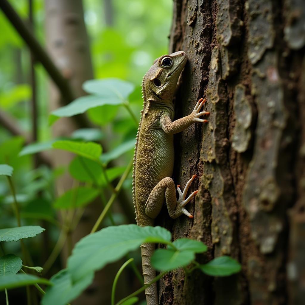 Gecko Camouflage in a Forest Environment