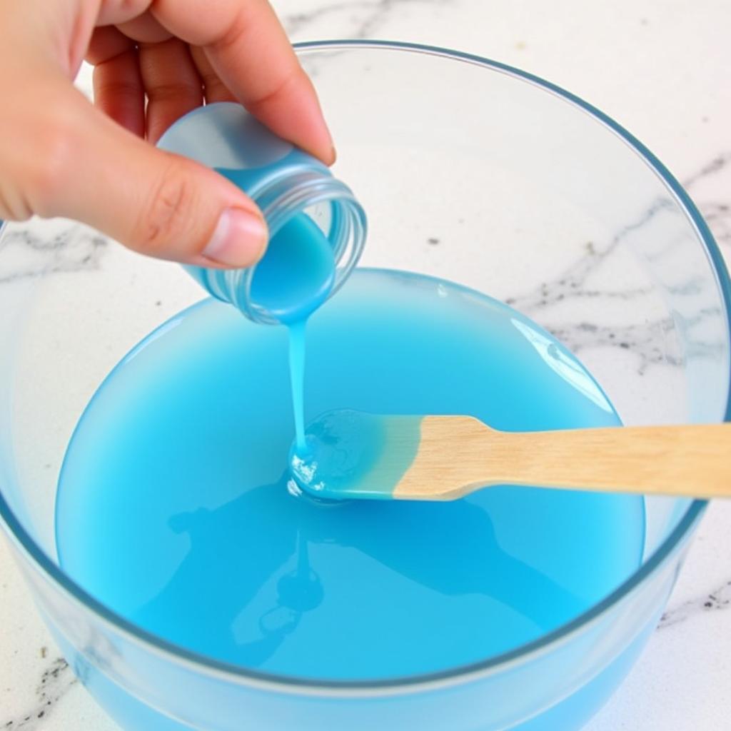 Mixing Gel Food Coloring into Slime