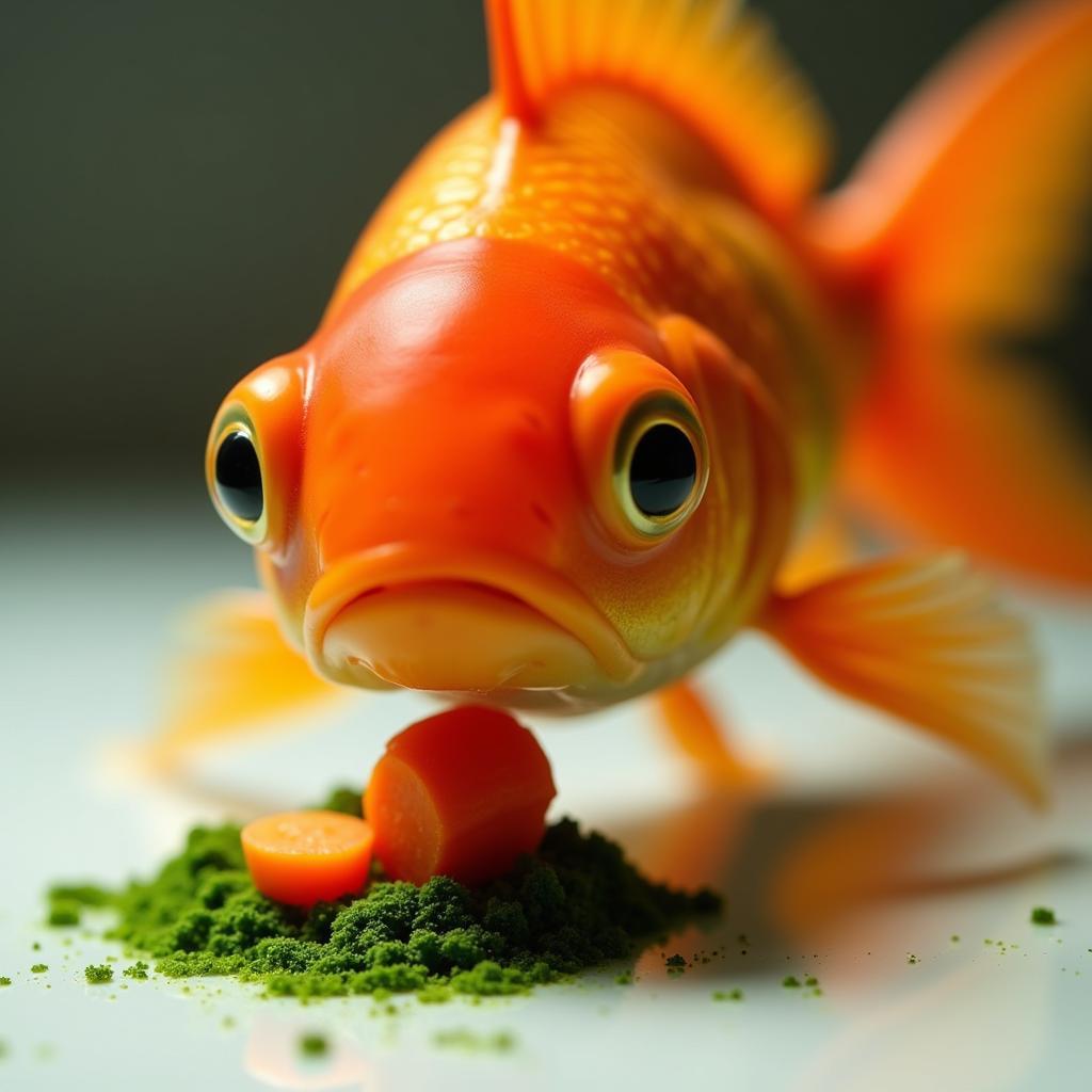 Goldfish Eating Color-Enhancing Food