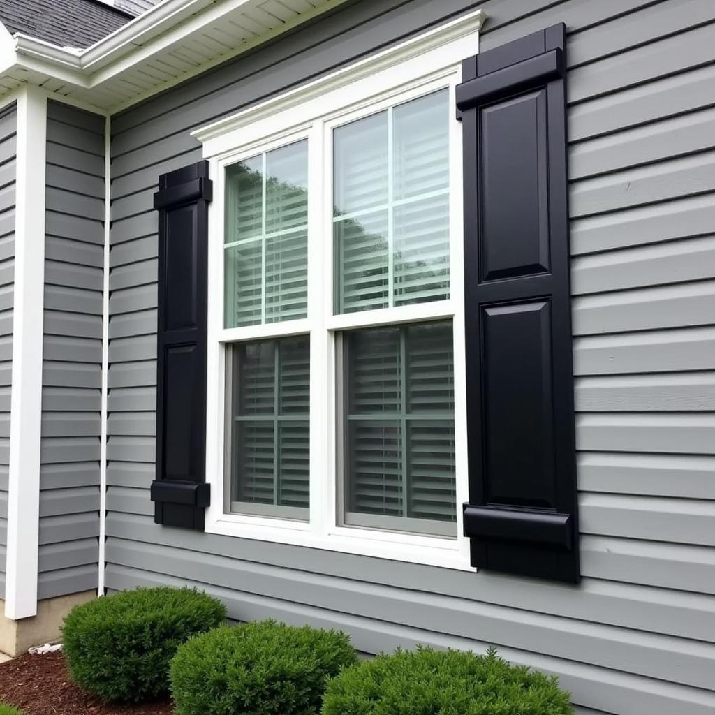 Gray House with Black Shutters