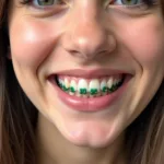 Smiling with Green Braces