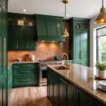 Green and Brown Kitchen with Gold Accents