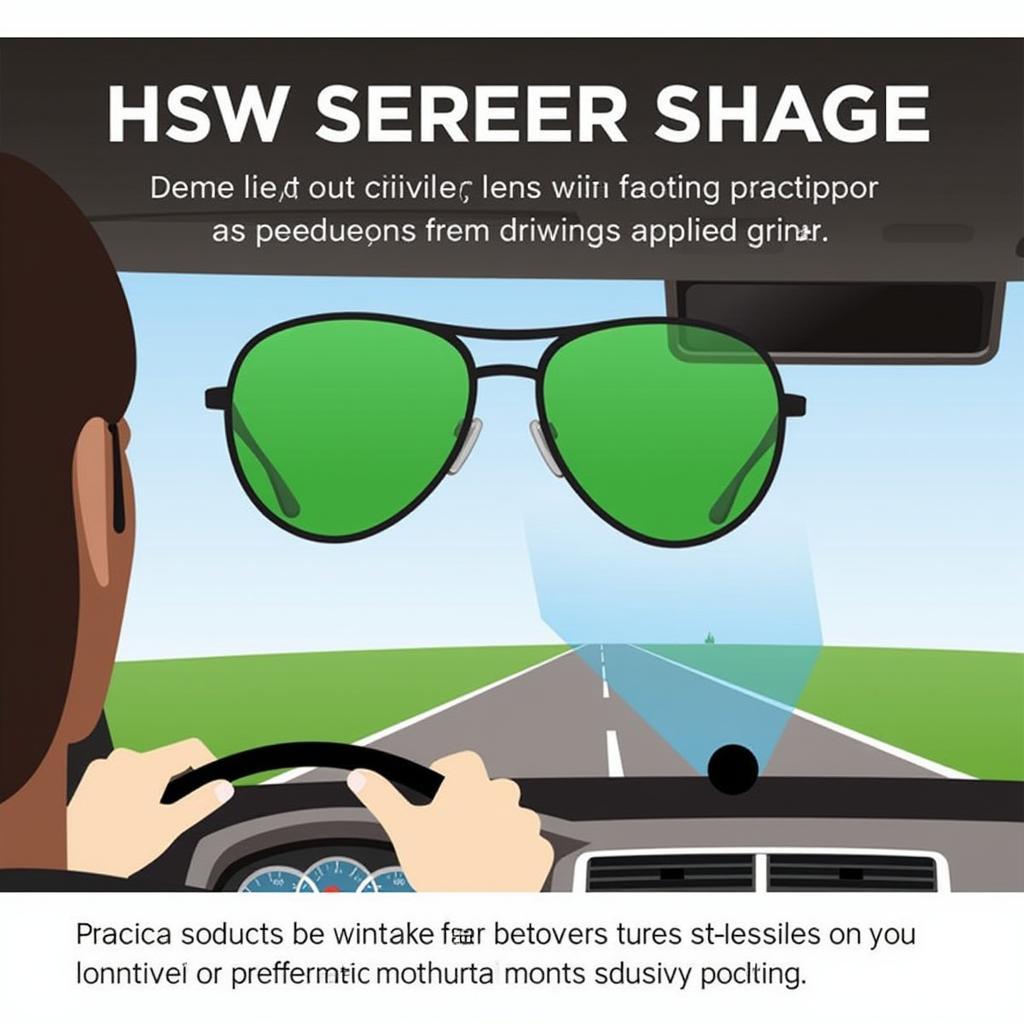 Green lens sunglasses for driving scenarios