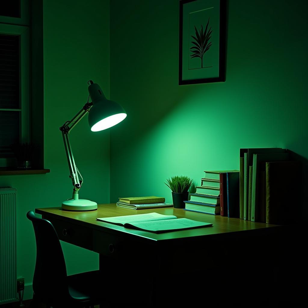 Green Light Study Space for Reduced Eye Strain