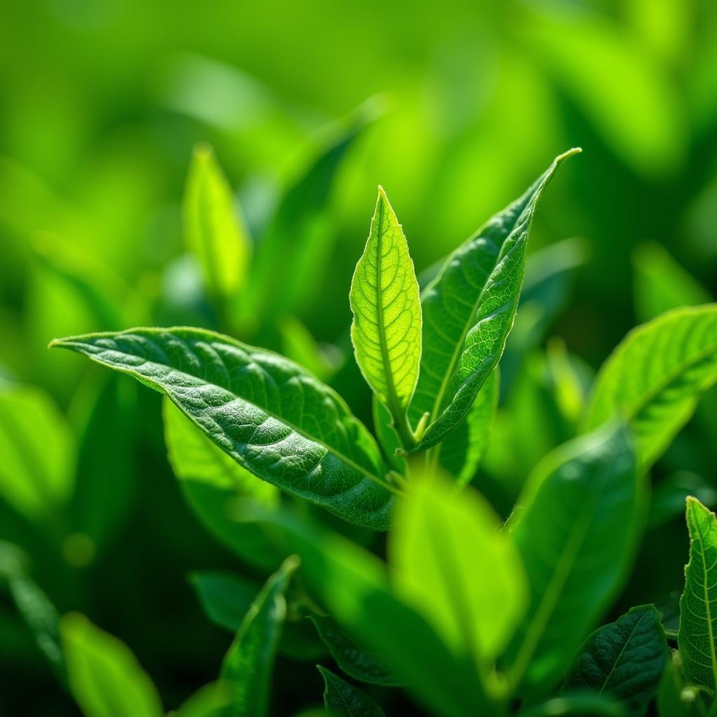 Fresh Green Tea Leaves