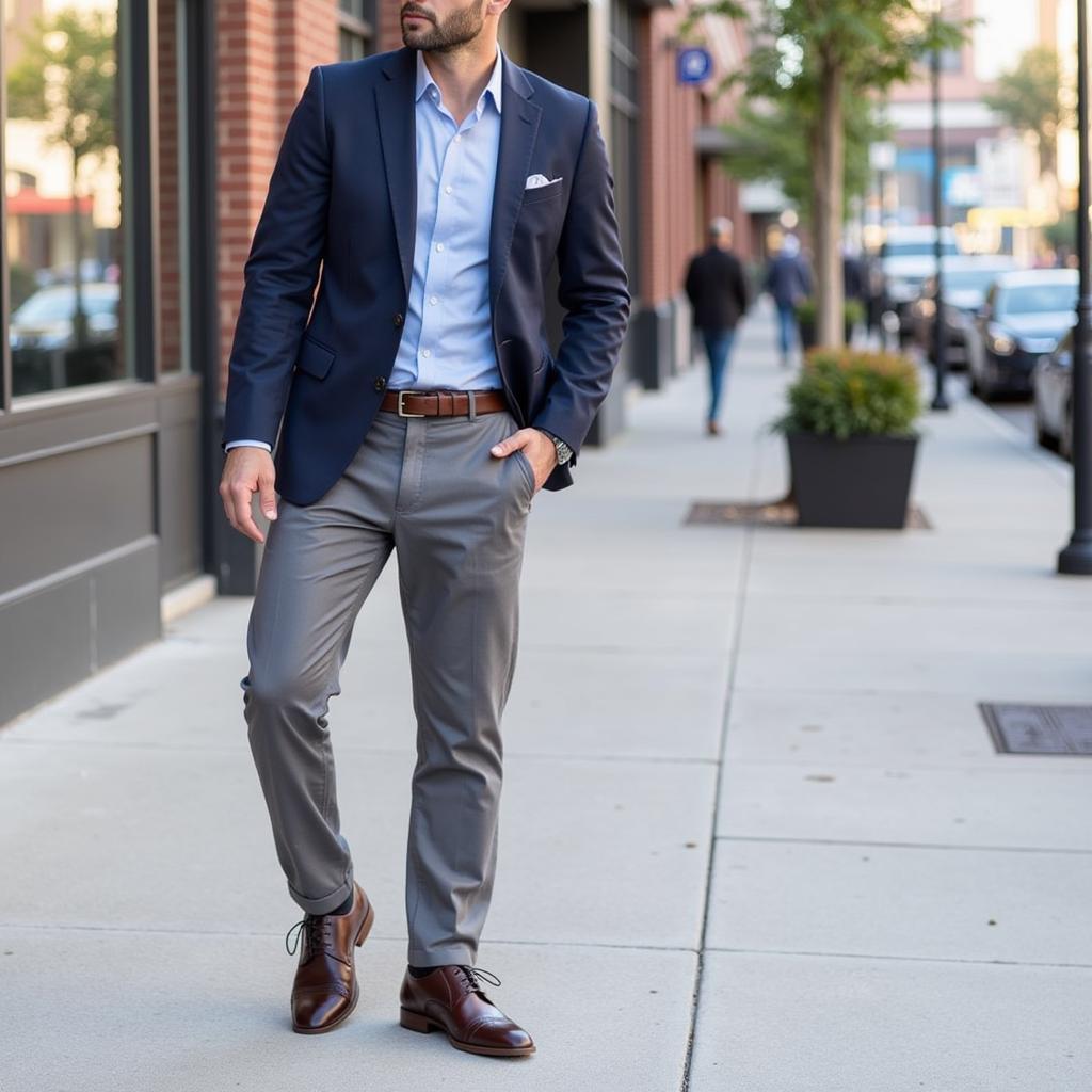 Grey pants and brown shoes for business casual - A professional and stylish combination