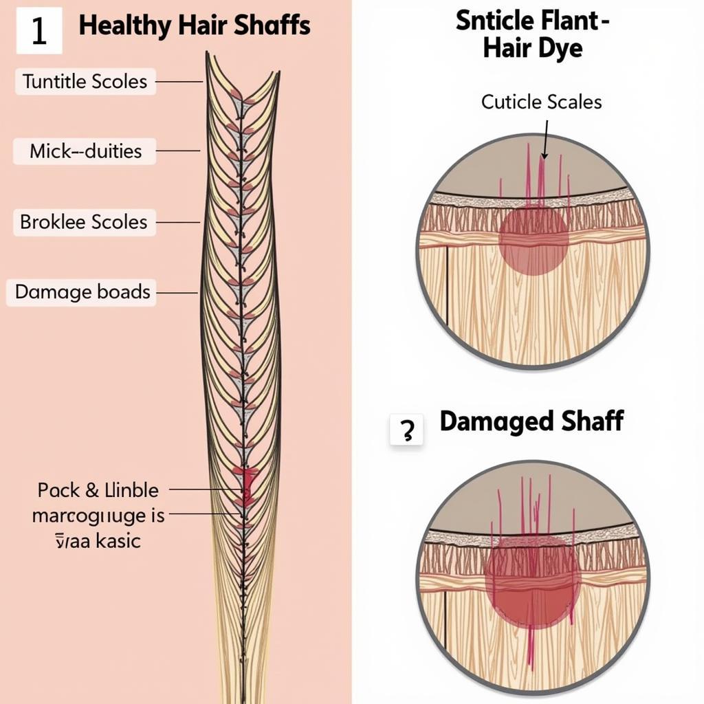 Hair shaft damage from dye