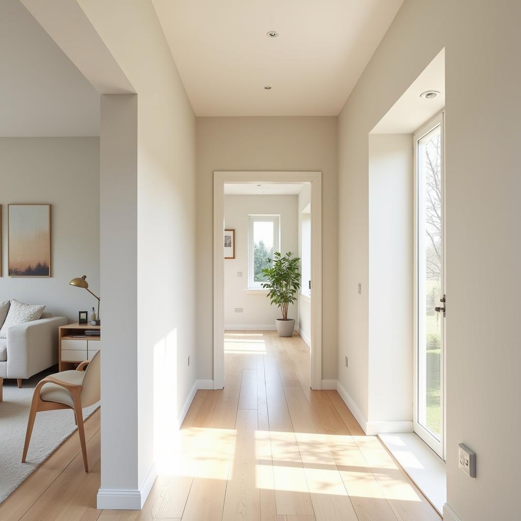 Open Plan Living Room and Hallway with the Same Color