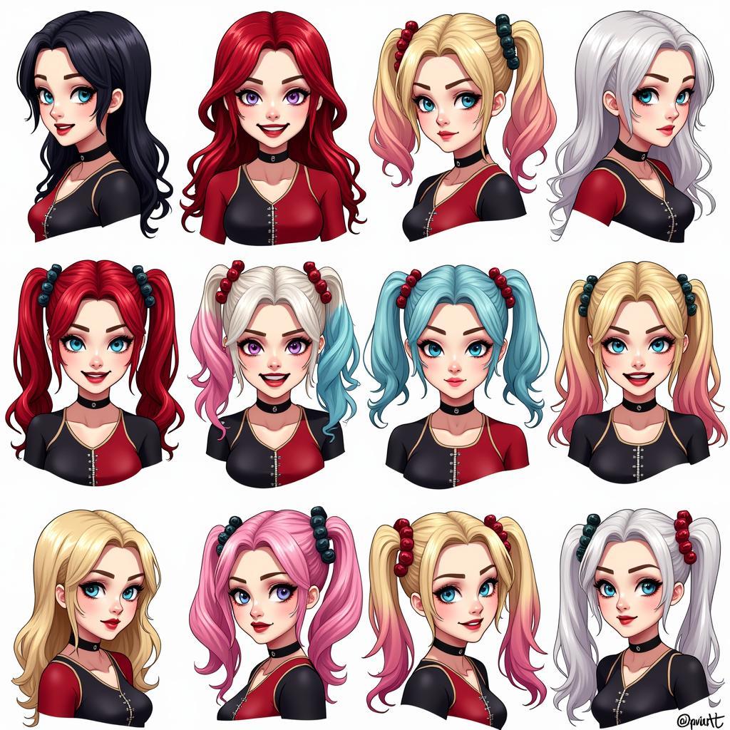 Harley Quinn's hair color evolution through different comics and movies