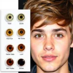 Hazel eye color chart compared to Justin Bieber's eyes