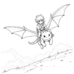 Hiccup and Toothless Flying Coloring Scene