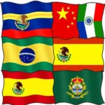 Flags Representing Hispanic Heritage Month Colors