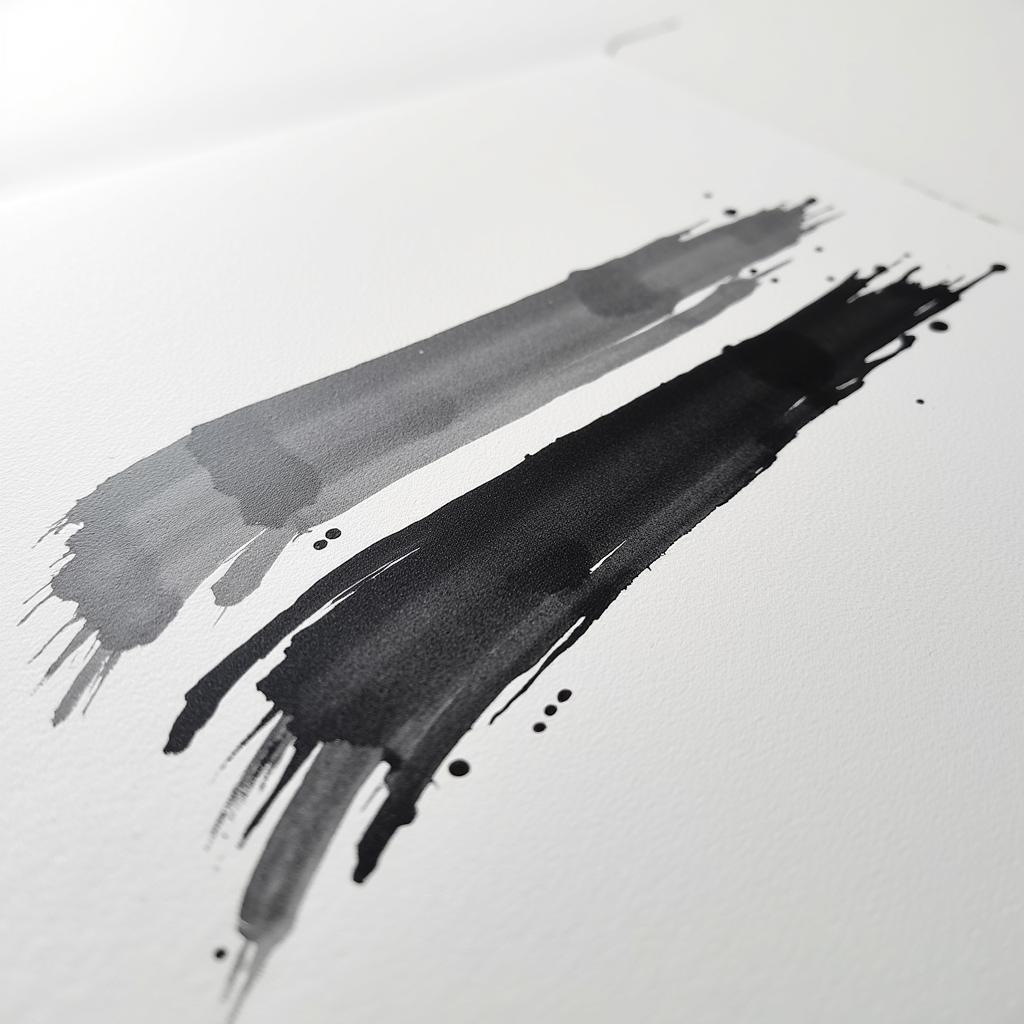 Detail of India ink calligraphy strokes