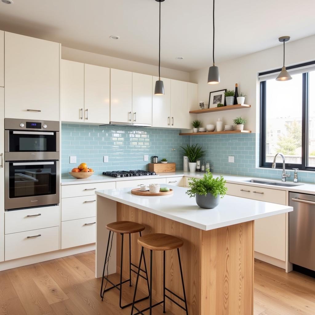 Ivory Kitchen with Blue Accents