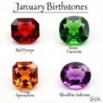 January Birthstone Color Variations: Red, Green, Orange, and Purple Garnets