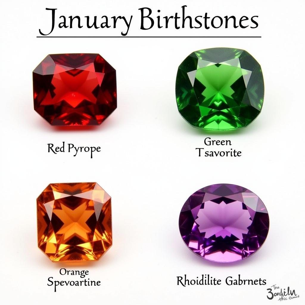 January Birthstone Color Variations: Red, Green, Orange, and Purple Garnets