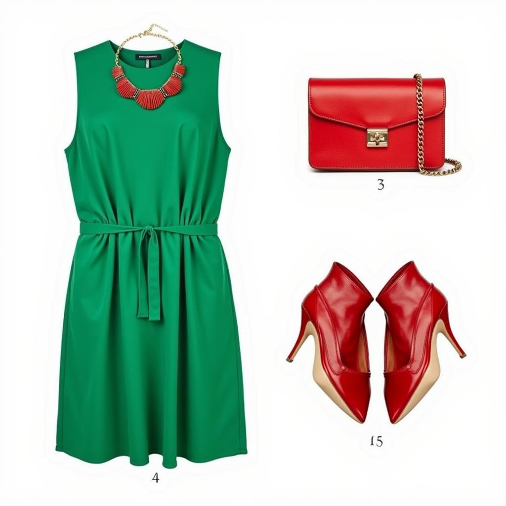 Kelly Green and Red Fashion Ensemble