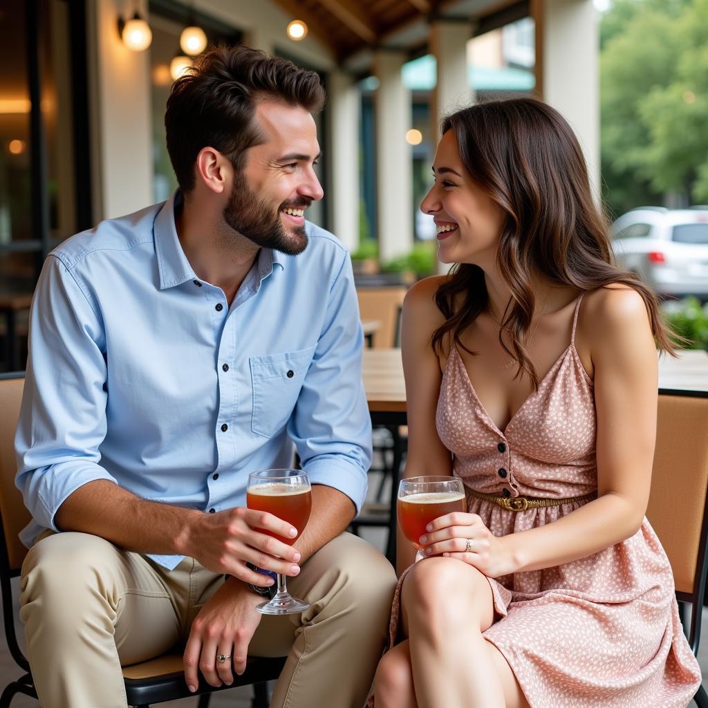 Khaki Pants and Blue Shirt Casual Date Outfit