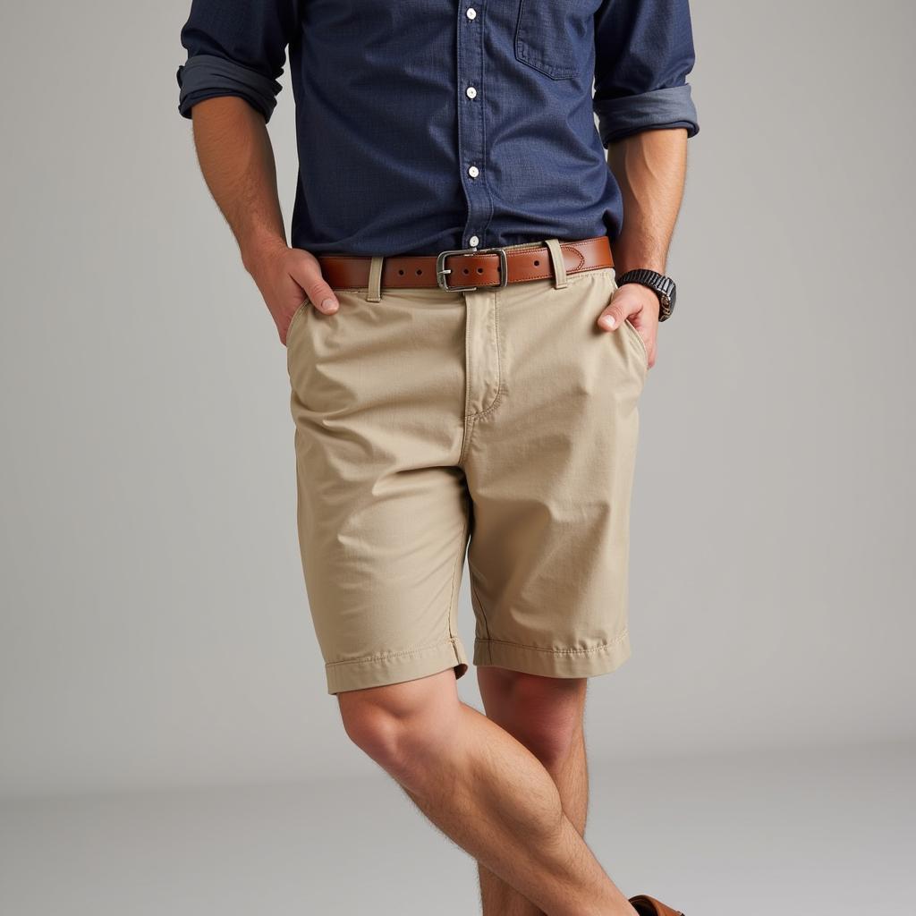 Khaki shorts outfit with accessories for men