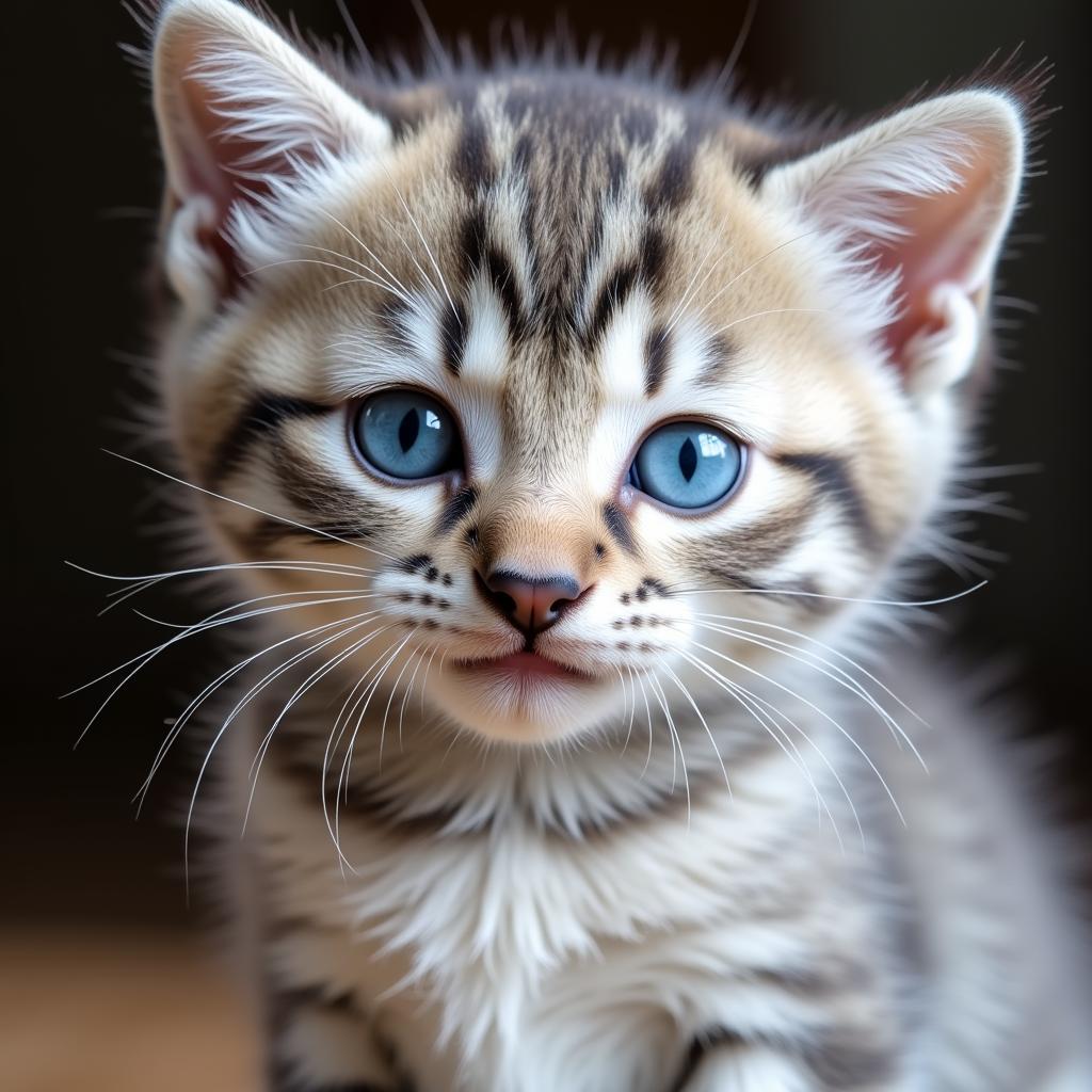 Kitten with blue eyes changing color