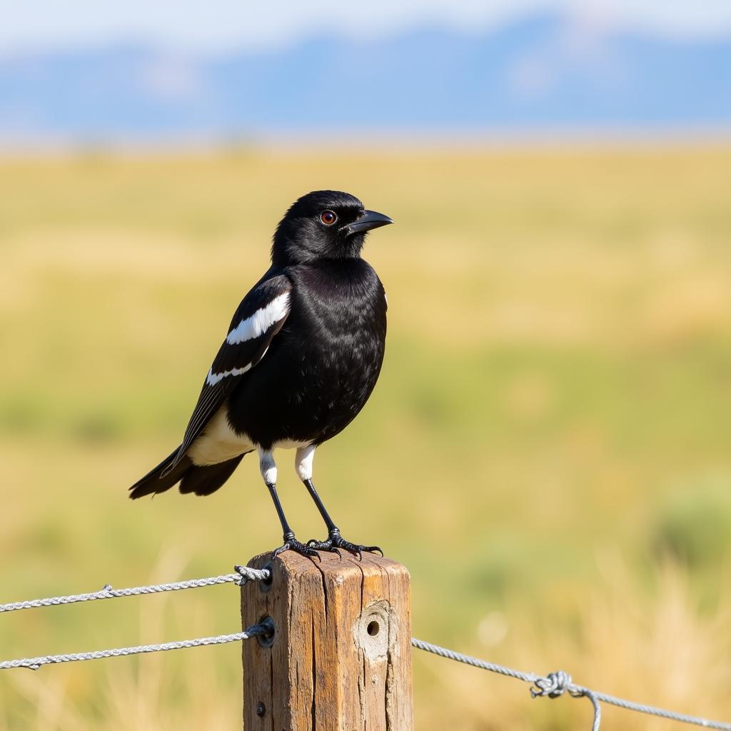 Lark Bunting Male Displaying