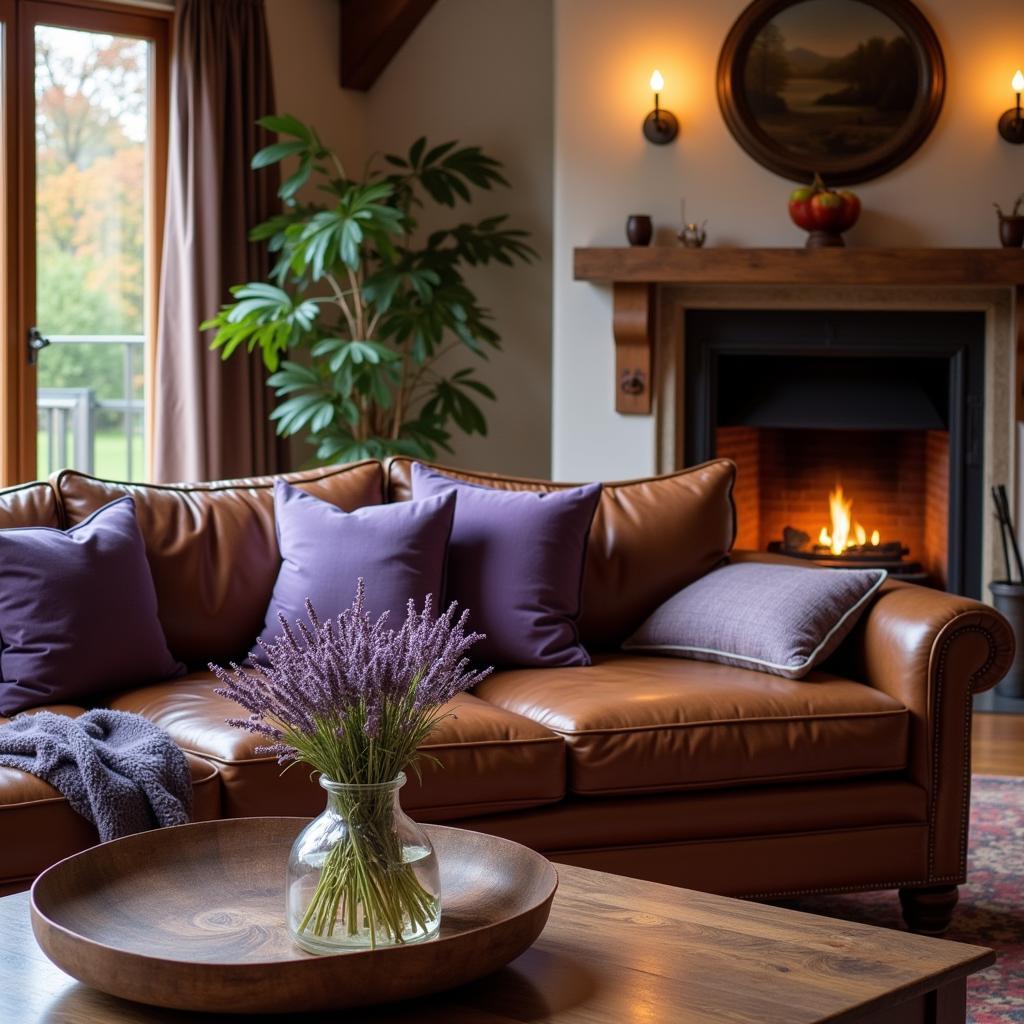 Lavender Accents in a Fall Living Room