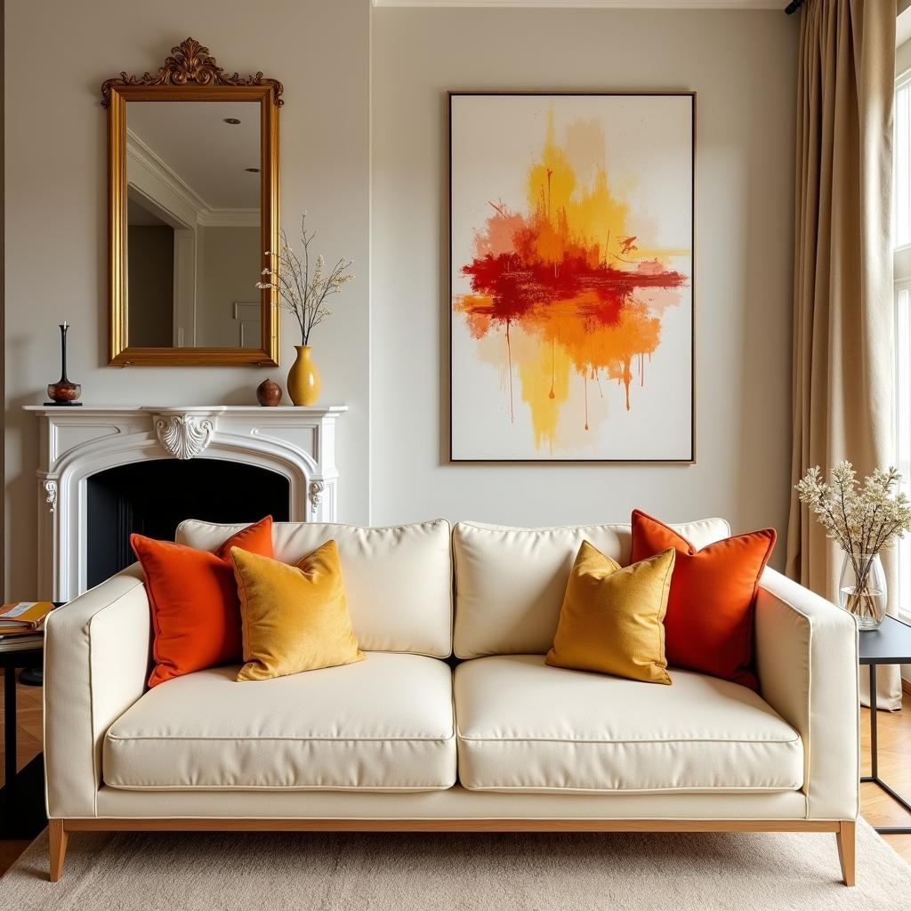 A Leo-Inspired Living Room with Gold Accents and Warm Hues