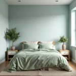 Serene Bedroom Decor with Light Blue and Sage Green