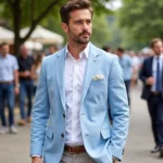 Man in a light blue sport coat and white shirt