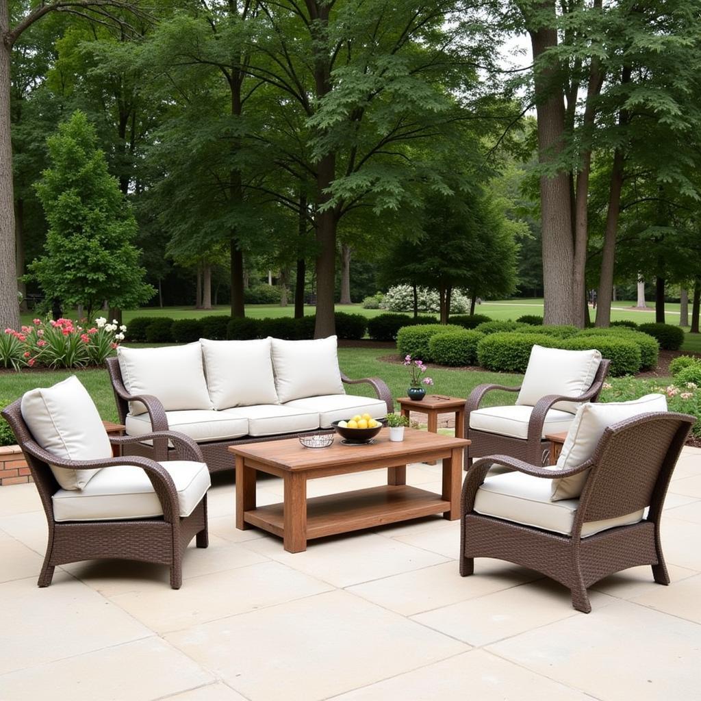 Light-colored patio furniture