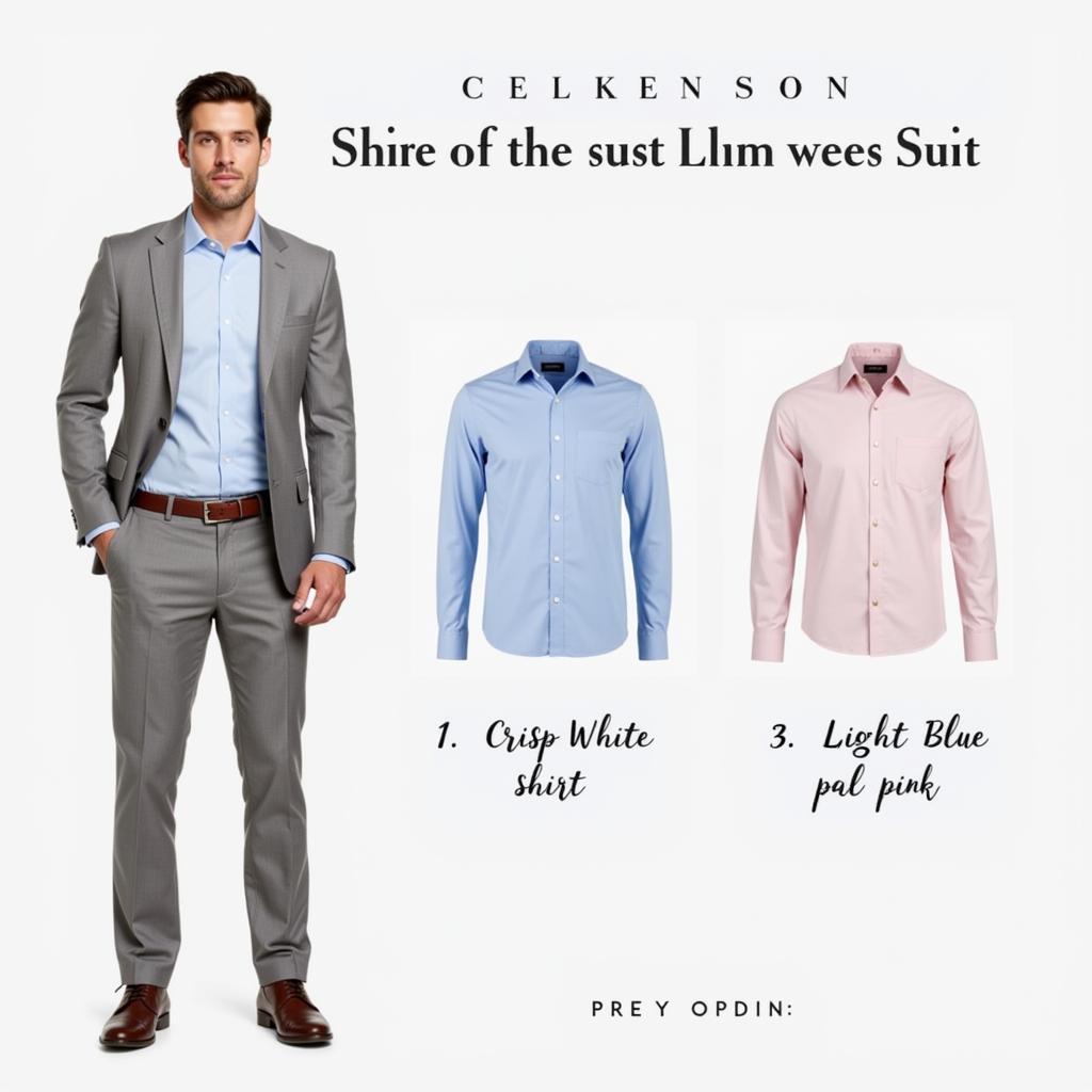 Light Grey Suit with White, Light Blue, and Pale Pink Shirts