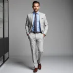 Light Grey Suit with Pastel Shirts