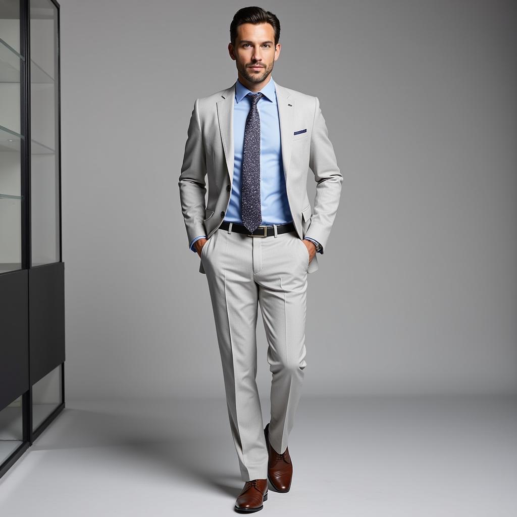 Light Grey Suit with Pastel Shirts