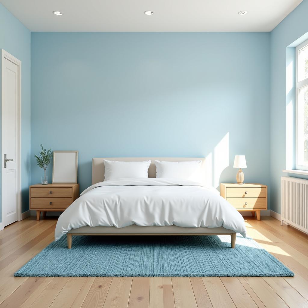 Light Wood Floors with Blue Walls