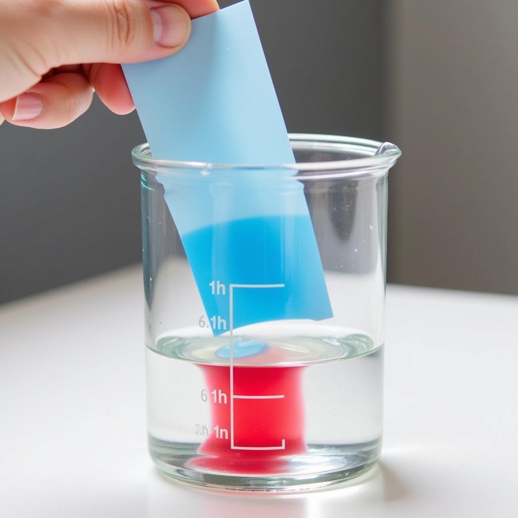 Litmus paper changing color in an acidic solution