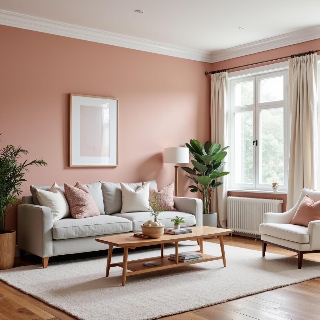 Living Room with Blush Walls