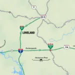 Route Map from Loveland to Estes Park