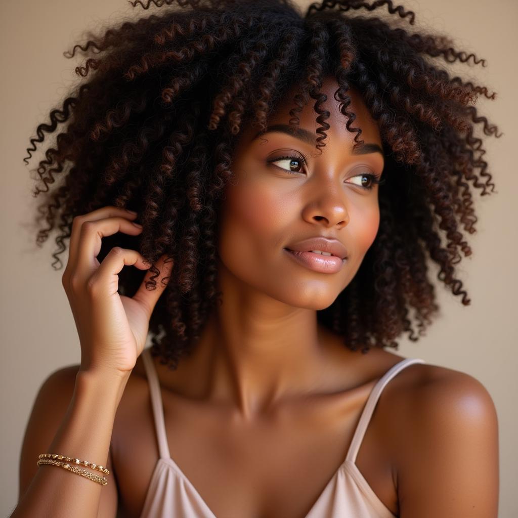 Woman with healthy, shiny natural hair