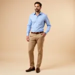 Man in a blue shirt and khaki pants