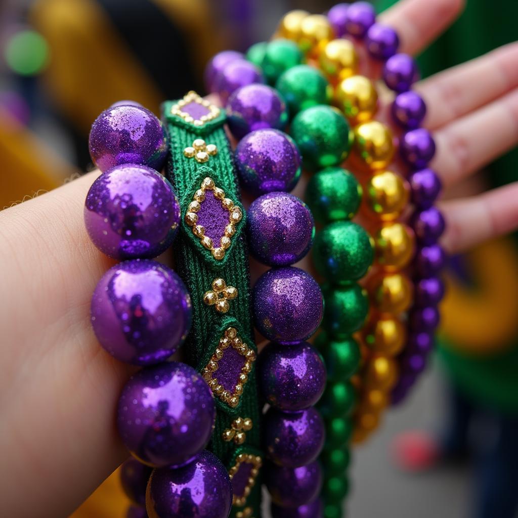 Mardi Gras Beads in Purple, Green, and Gold