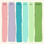 May color palette with green, pink, and blue hues