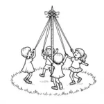 Children Playing Around Maypole Coloring Page