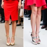 Gold and silver heels with a red dress