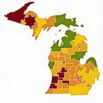 Michigan Fall Foliage Peak Color Map