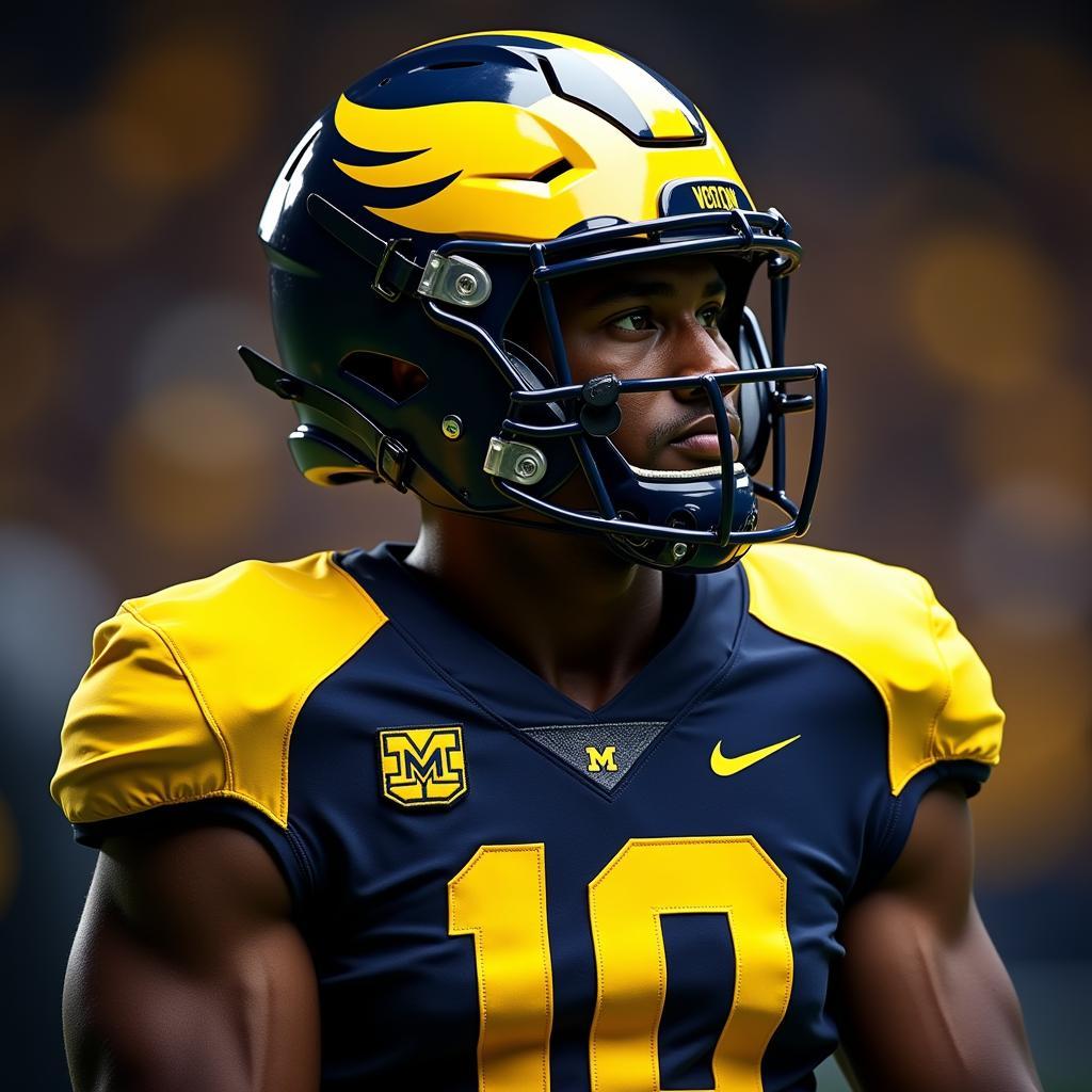 Michigan Wolverines football uniform in maize and blue