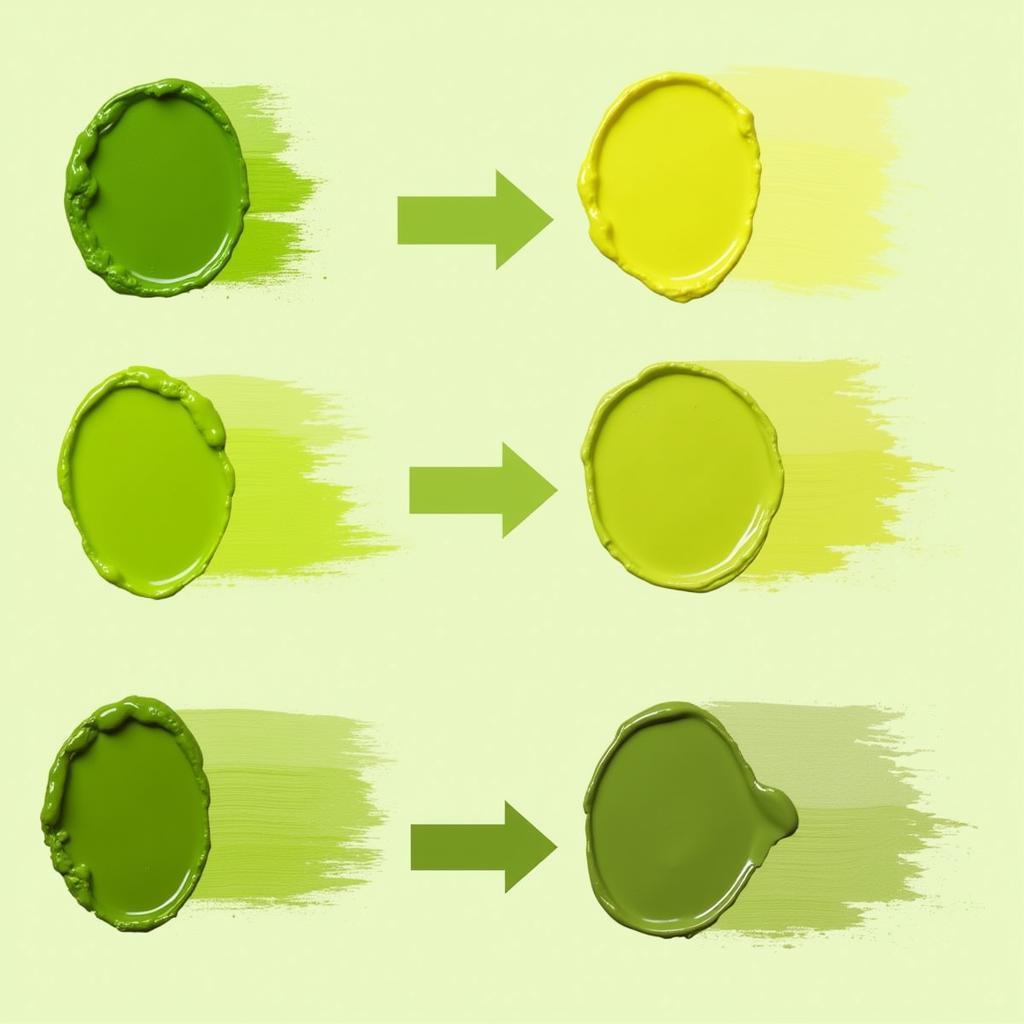 Mixing Green and Yellow Paint to Create Various Shades of Chartreuse