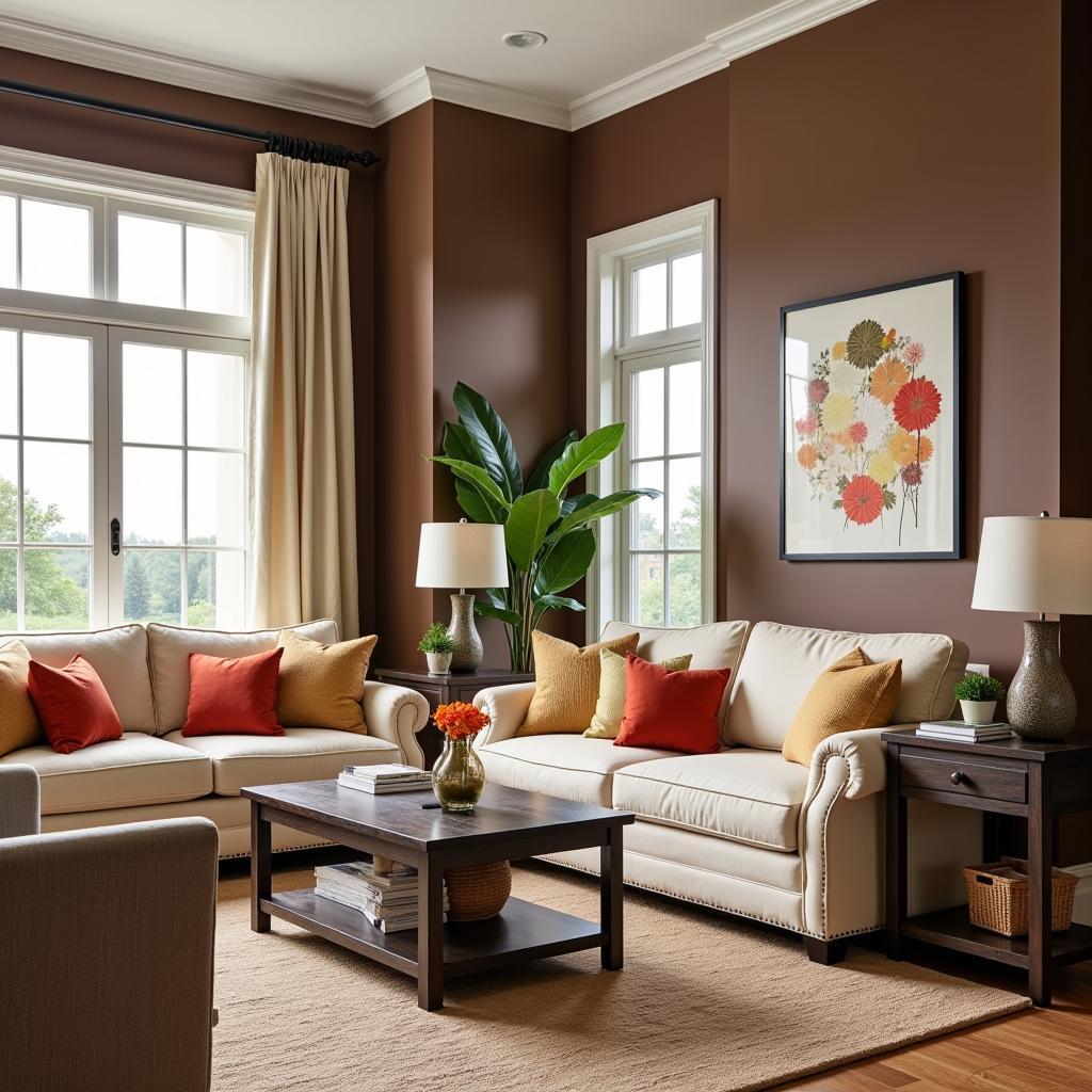 Mocha Living Room Interior Design