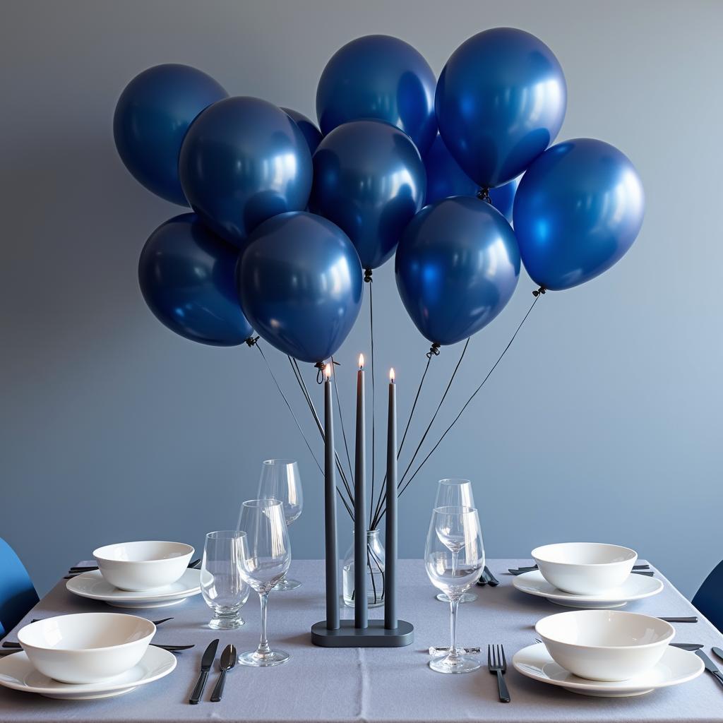 Modern 40th Birthday Decor in Sapphire Blue and Silver