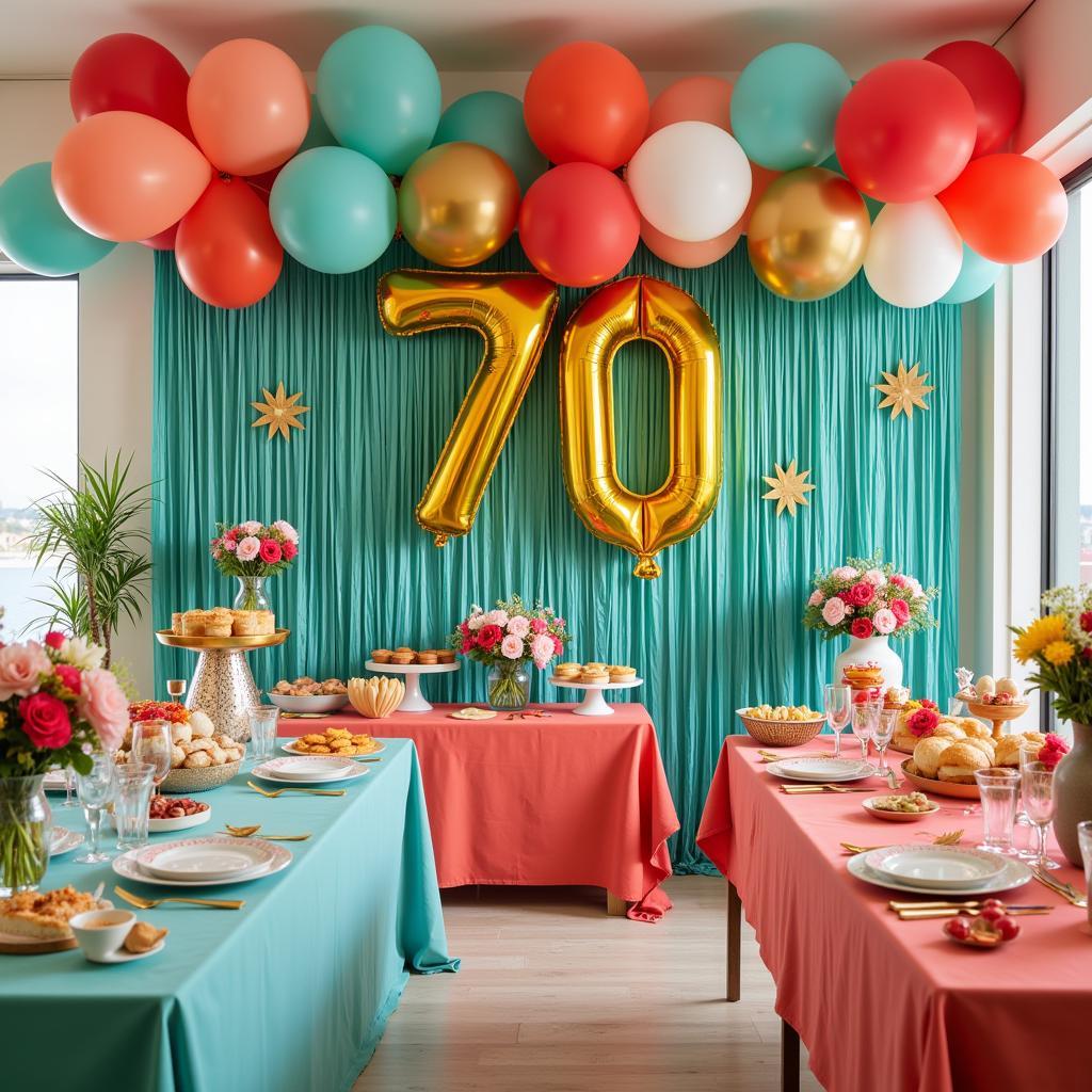 Modern 70th Birthday Party Decor